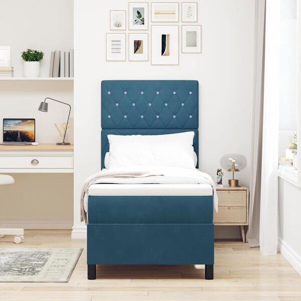 vidaXL Letto a molle con materasso Blu Scuro 80 x 200 cm Tessuto