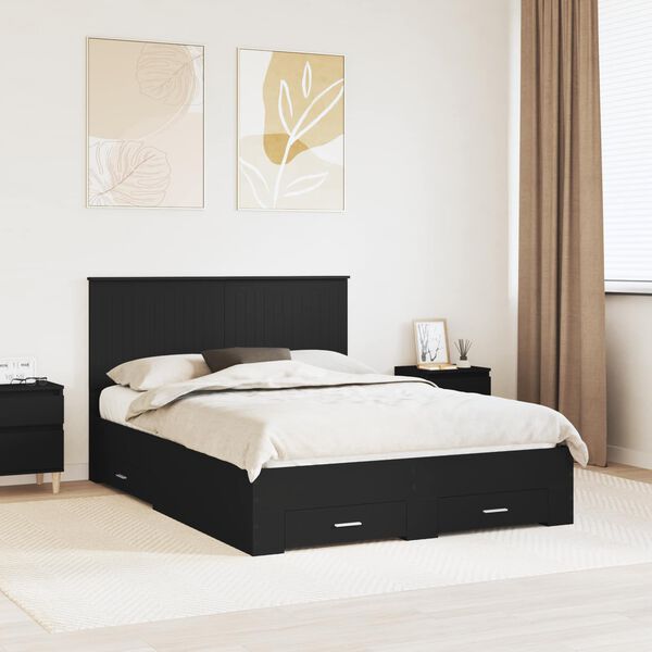 vidaXL Struttura del letto Nero 135 x 190 cm Legno multistrato