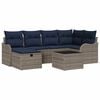 vidaXL Set Divano da Giardino 7 pz Grigio e Blu Navy polyrattan