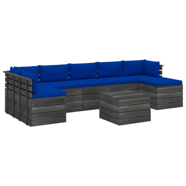 vidaXL Set Divani da Giardino su Pallet 8 pz con Cuscini Massello Pino
