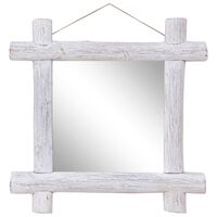 vidaXL Specchio con Tronchi Bianco 70x70 cm Legno Massello di Recupero