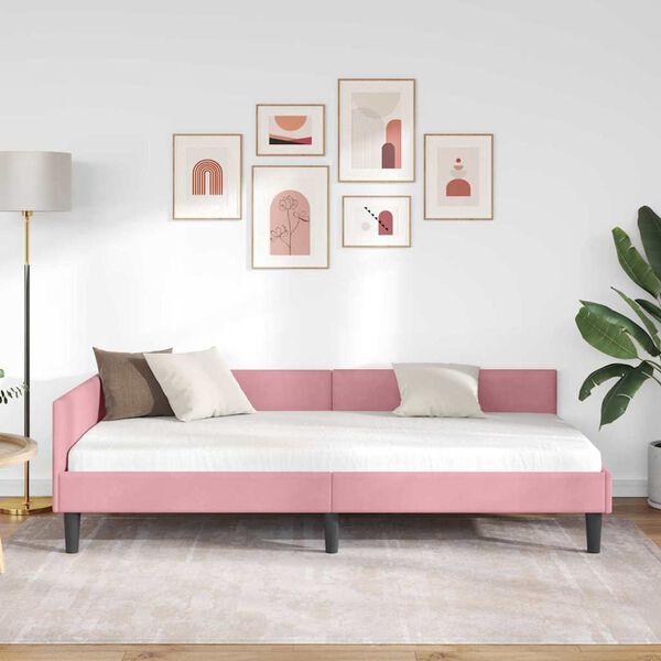 vidaXL Cornice del letto ad angolo Rosa 80 cm x 200 cm Velluto