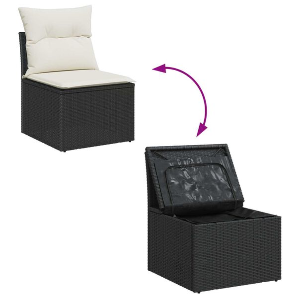 vidaXL Set Divano da Giardino 8 pcs Nero e Bianco polyrattan