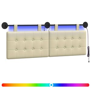 vidaXL Testiera sospesa Con luce LED Crema Similpelle