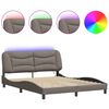 vidaXL Giroletto con LED senza Materasso Hvar Tortora 160x200 cm in Tessuto