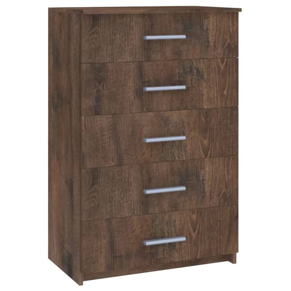 vidaXL Cassettiera Rovere Fumo 71x35x108 cm in Legno Multistrato