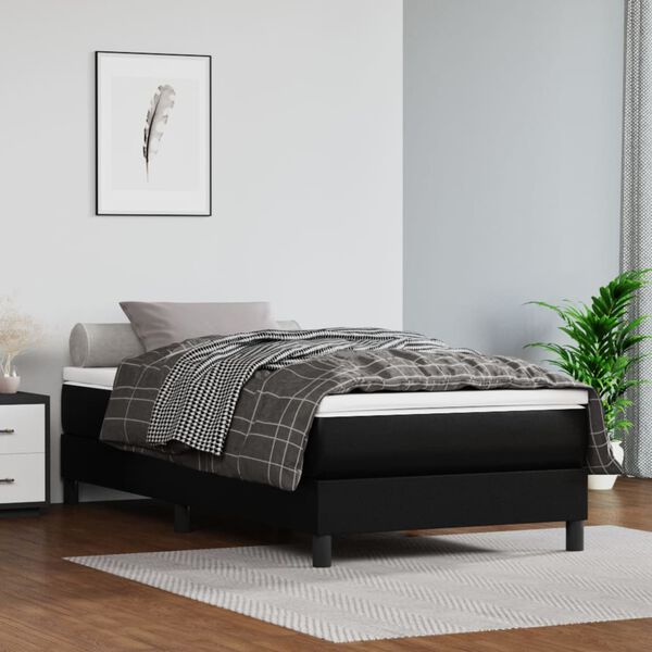 vidaXL Struttura Letto a Rete a Molle Nero 90x190 cm in Similpelle