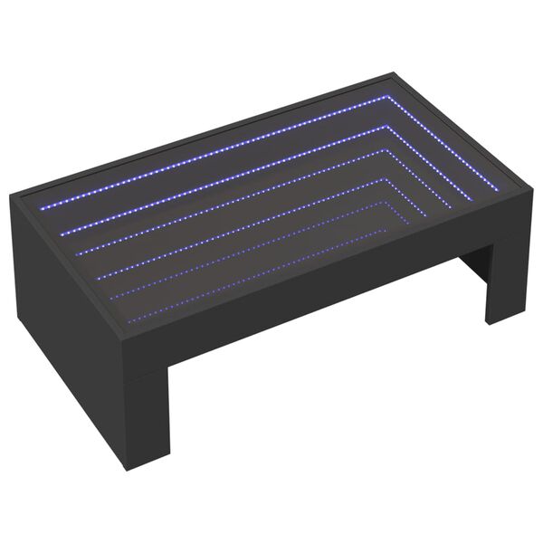 vidaXL Tavolino da Salotto con LED Infinity Nero 90x50x30 cm