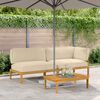 vidaXL Set di divani con cuscino 3 pcs Beige Legno di Acacia Massello