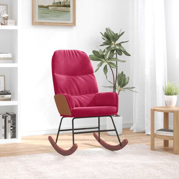 vidaXL Sedia a Dondolo Rosso Vino in Velluto