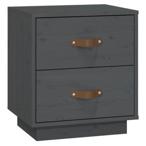 vidaXL Comodino Grigio 40x34x45 cm in Legno Massello di Pino
