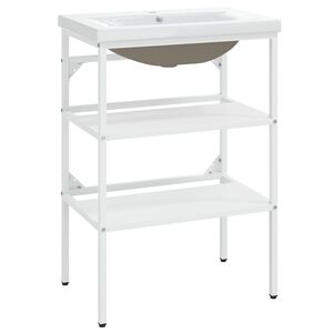 vidaXL Telaio per Lavabo da Bagno con Lavabo Integrato Bianco in Ferro