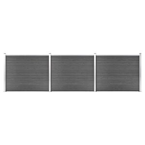 vidaXL Set Pannelli di Recinzione in WPC 526x146 cm Nero