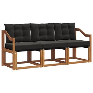 vidaXL Set di divani da esterno con cuscino 3 pcs Naturale e Nero