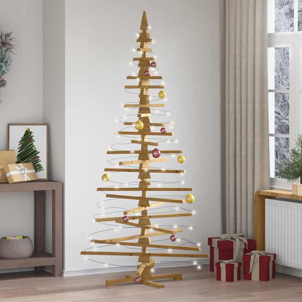 vidaXL Albero di Natale in legno Marrone 210 cm Legno di pino massello
