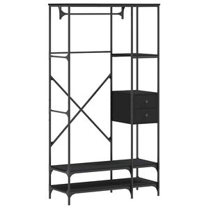 vidaXL Appendiabiti con Scaffali Nero in Legno Multistrato