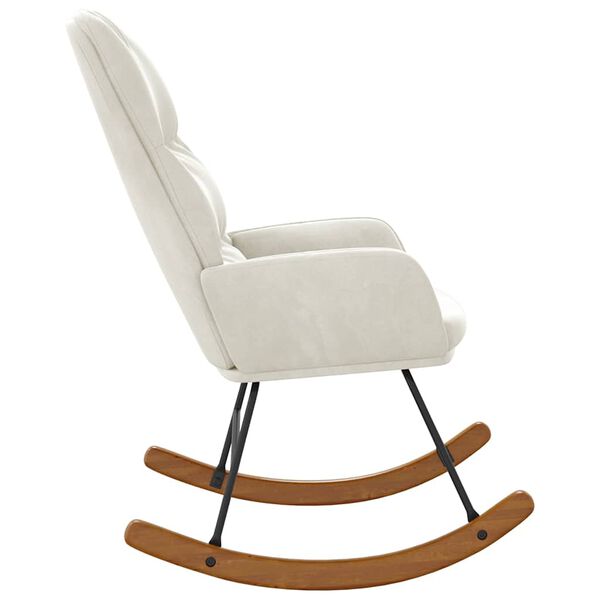 vidaXL Sedia a Dondolo in Velluto Crema Bianco