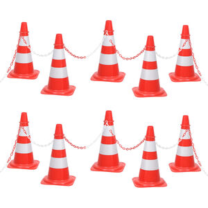 vidaXL Set Segnaletica Coni Stradali e Catena da 10 m Rosso Bianco