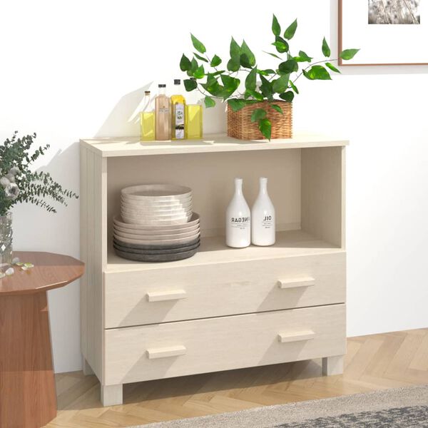 vidaXL Credenza HAMAR ambra 85x35x80 cm in Legno Massello di Pino