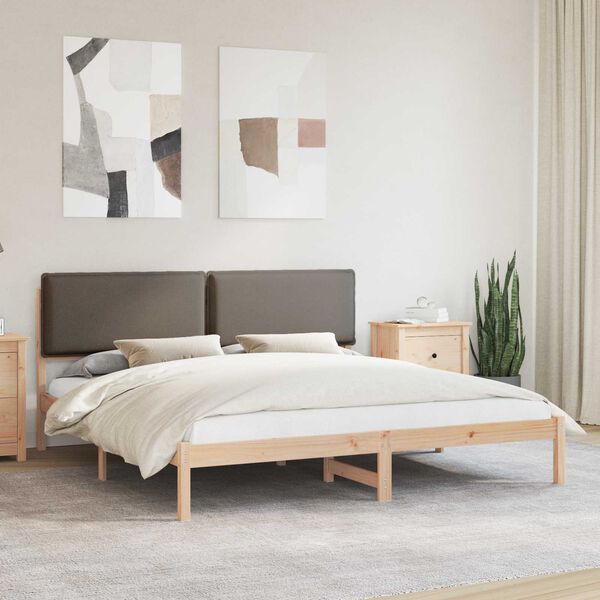 vidaXL Letto con Testiera Rivestita Talpa 200 x 200 cm Pino massello