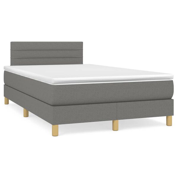vidaXL Letto a Molle Materasso e LED Grigio Scuro 120x190cm in Tessuto