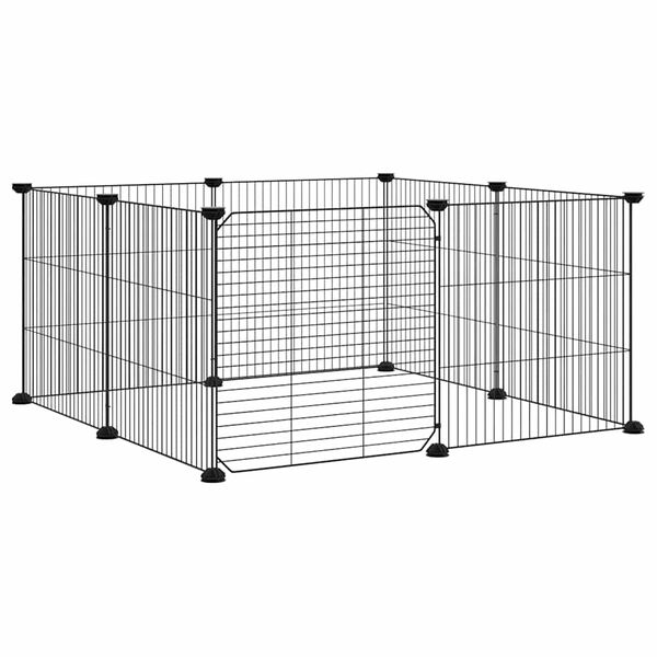 vidaXL Gabbia per animali domestici a 8 pannelli con porta nera 35x35 cm in acciaio