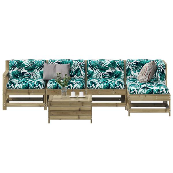 vidaXL Set Divani da Giardino 6pz con Cuscini Legno Impregnato di Pino