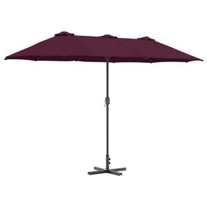 vidaXL Ombrello da giardino Rosso Bordeaux 370 x 197 x 239 cm