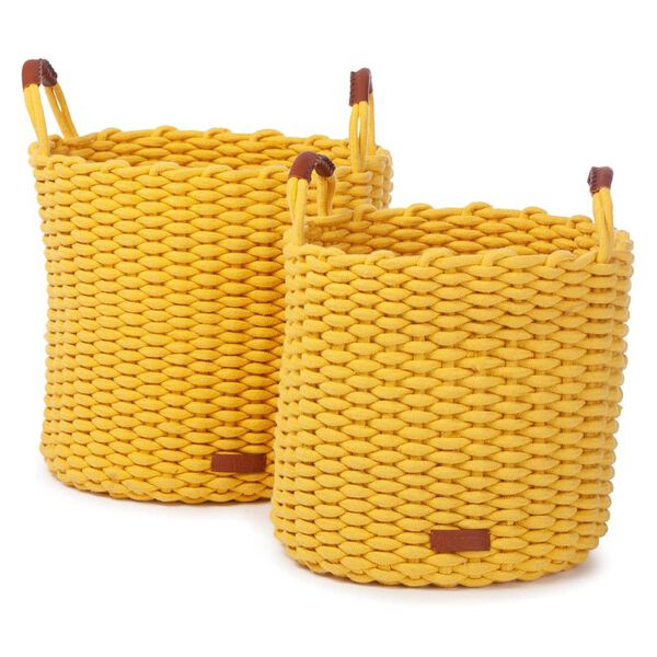 KidsDepot Set di Cesti 2 pz Korbo L Cotone Giallo