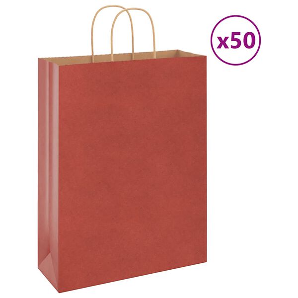 vidaXL Sacchetti di Carta 50 pz con Manici Rossi 32x12x42 cm