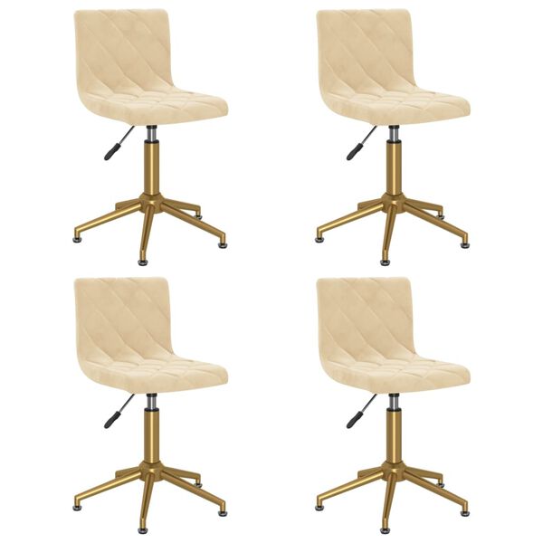 vidaXL Sedie da Pranzo Girevoli 4 pz Crema in Velluto