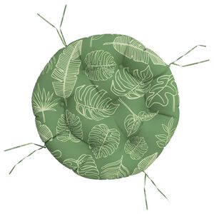 vidaXL Cuscino Rotondo Motivo a Foglie &Oslash; 60x11 cm in Tessuto Oxford