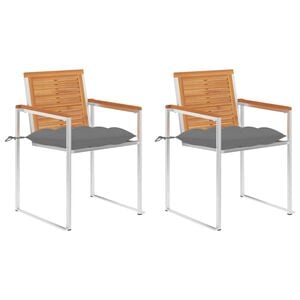 vidaXL Sedie da Giardino 2 pz con Cuscini in Legno Acacia e Acciaio