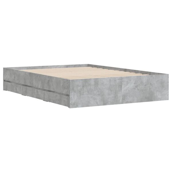 vidaXL Giroletto Cassetti Grigio Cemento 135x190 cm Legno Multistrato