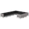 vidaXL Divani da Giardino 10 pz con Cuscini in Polyrattan Grigio Scuro