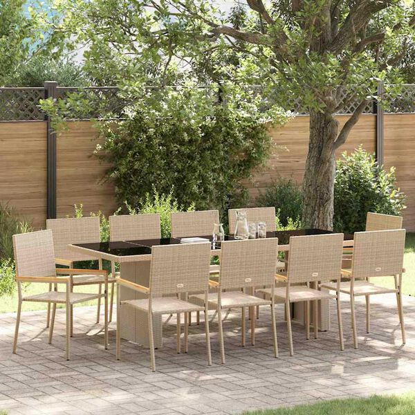 vidaXL Set da Pranzo per Giardino 11 pcs Beige polyrattan