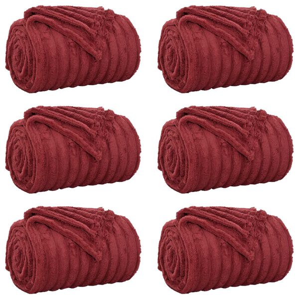 vidaXL Coperte da Pile 6 pcs Rosso Bordeaux 270 x 240 cm Panno