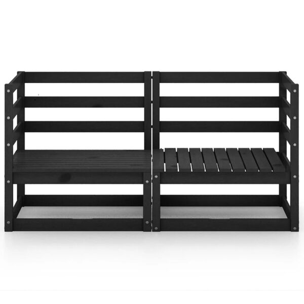 vidaXL Divano da Giardino a 2 Posti Nero in Legno Massello di Pino