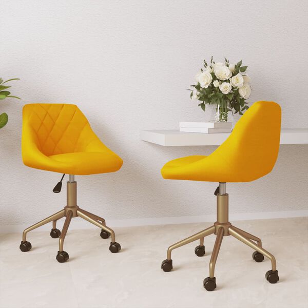 vidaXL Sedie da Pranzo Girevoli 2 pz Giallo Senape in Velluto