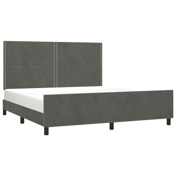 vidaXL Giroletto senza Materasso Grigio Scuro 160x200 cm Velluto