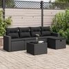 vidaXL Set Divano da Giardino 6 pz con Cuscini Nero in Polyrattan