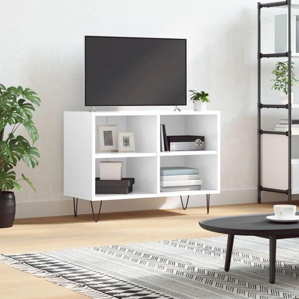 vidaXL Mobile Porta TV Bianco Lucido 69,5x30x50cm in Legno Multistrato
