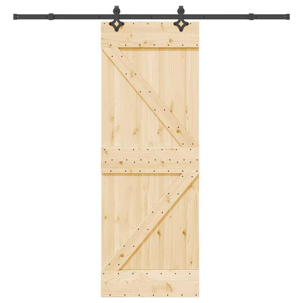 vidaXL Porta Scorrevole con Set Hardware 70x210 cm Legno Massello Pino