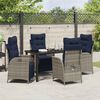 vidaXL Set da Pranzo per Giardino 5 pcs Grigio e Nero Rattan