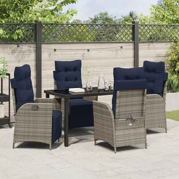 vidaXL Set da Pranzo per Giardino 5 pcs Grigio e Nero Rattan