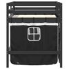 vidaXL Letto a Soppalco con Tende Bambini Bianco e Nero 80x200 cm Pino