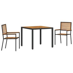vidaXL Set da Pranzo per Giardino 3 pcs Nero e Marrone polyrattan