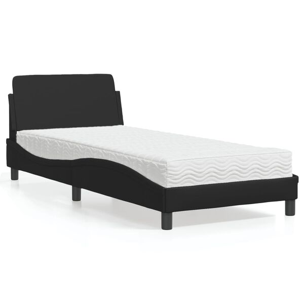 vidaXL Letto con Materasso Dover Nero 90x200 cm in Similpelle
