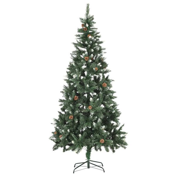 vidaXL Albero di Natale Preilluminato con Palline e Pigne 210 cm