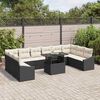 vidaXL Set Divano da Giardino con cuscino 11 pcs Nero e Crema